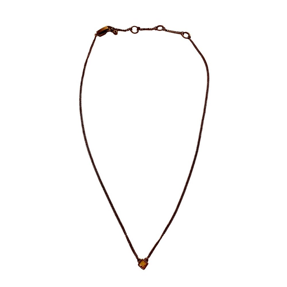 Givenchy Gunmetal Tinted Chain Yellow Diamond Shape Crystal Vintage Necklace 16" - Picture 3 of 5